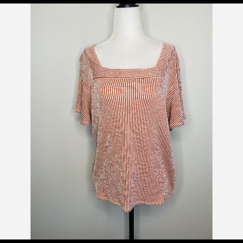 Anthropologie W5 Square Neck Ribbed T-Shirt XL